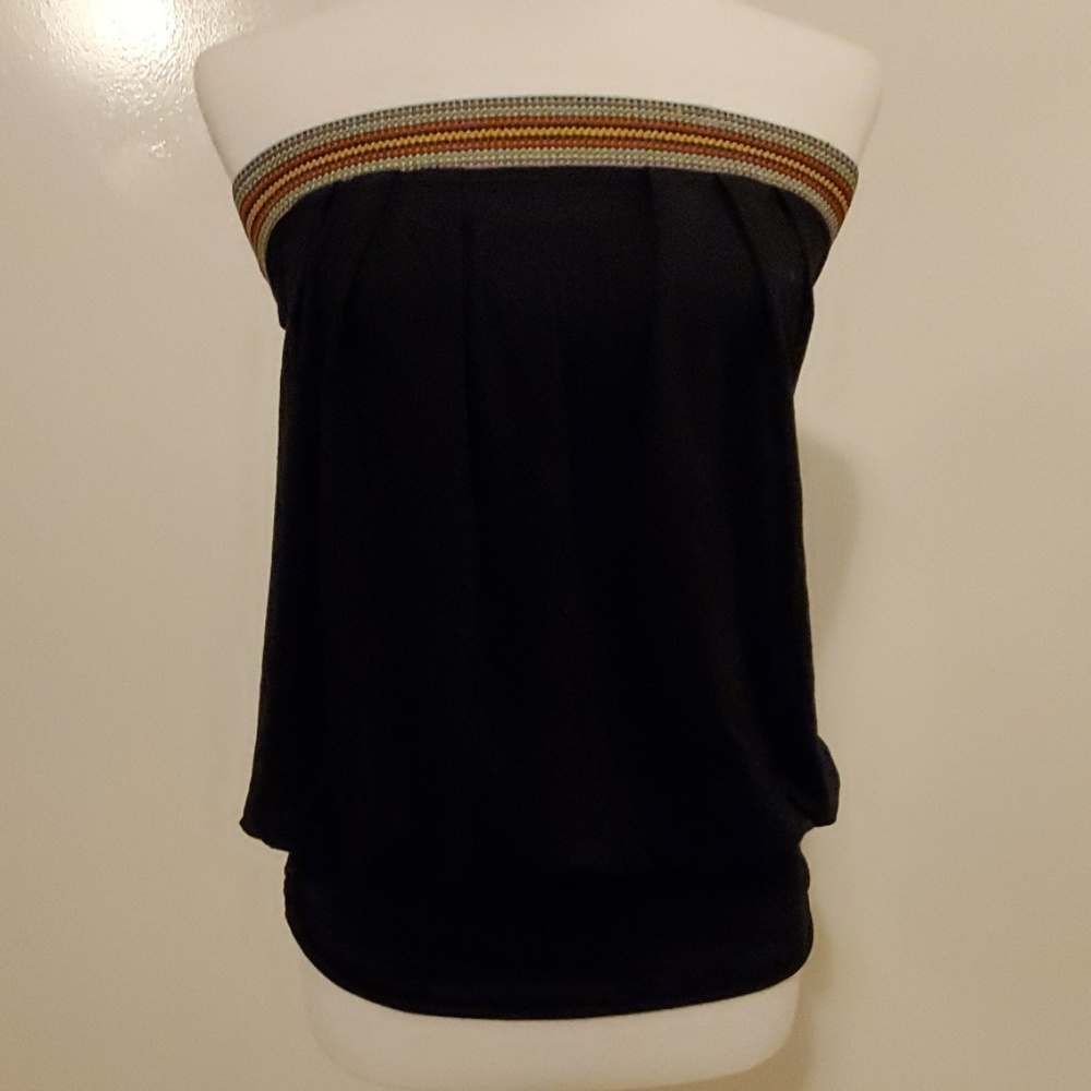 Tua Strapless Rainbow Striped Strapless Top